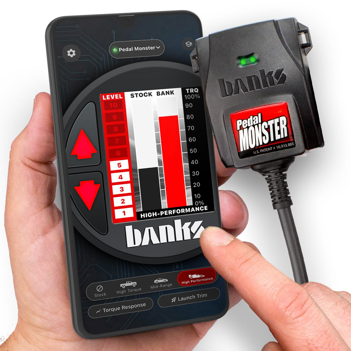 Banks PedalMonster — Ram 6.7L Cummins (2007–2024); Ford 6.7L Powerstroke (2021–2024)