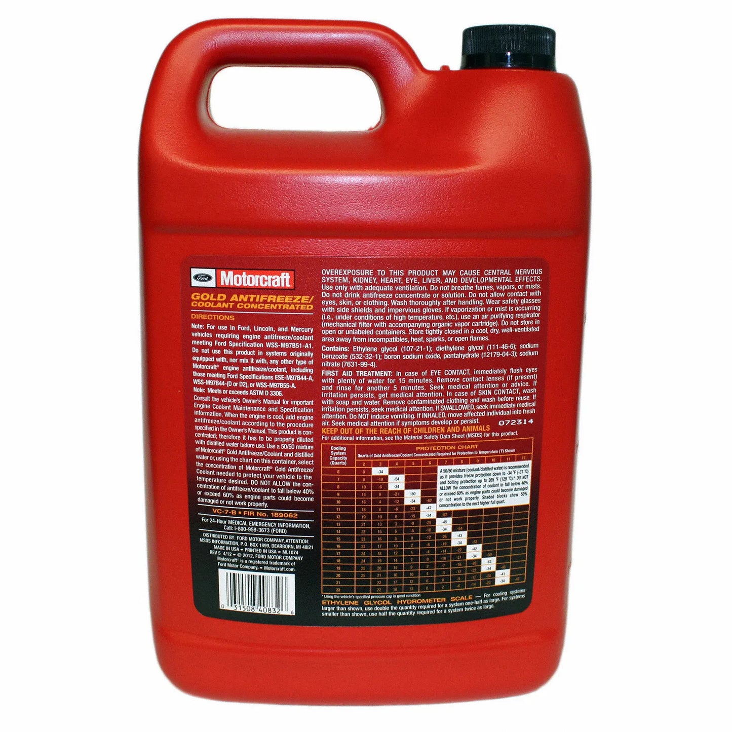 Motorcraft Gold Concentrated Antifreeze / Coolant Gallon