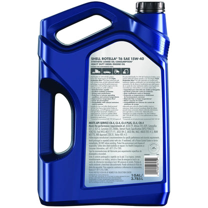 Shell Rotella T6 Full Synthetic Motor Oil 15W-40 1 Gallon - SYN15-40-1
