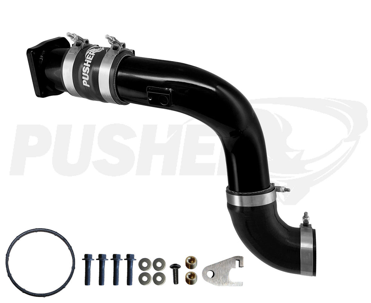 Pusher 3-inch cold-side charge tube with throttle valve replacement for 2011–2016 6.7L Powerstroke – Gloss Black