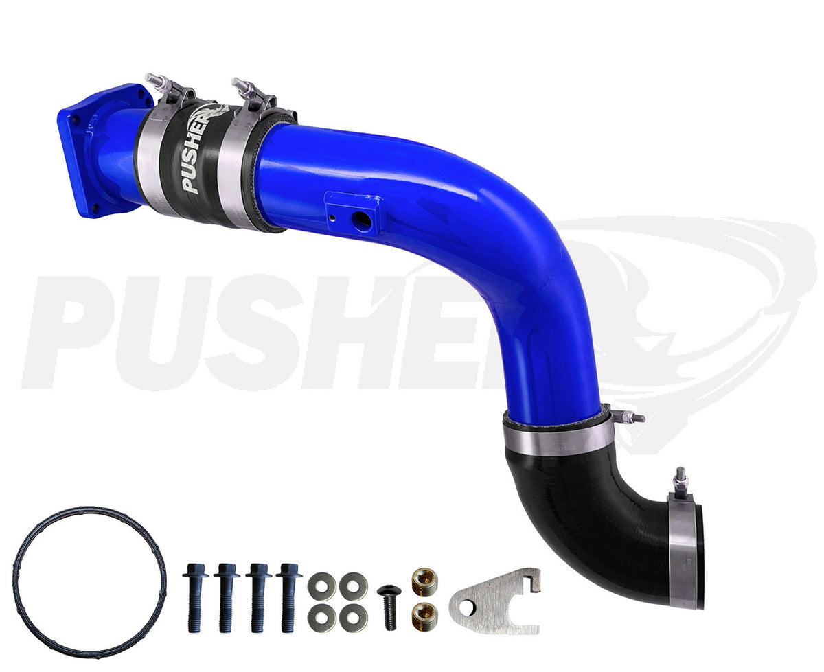 Pusher 3-inch cold-side charge tube with throttle valve replacement for 2011–2016 6.7L Powerstroke – Gloss Blue