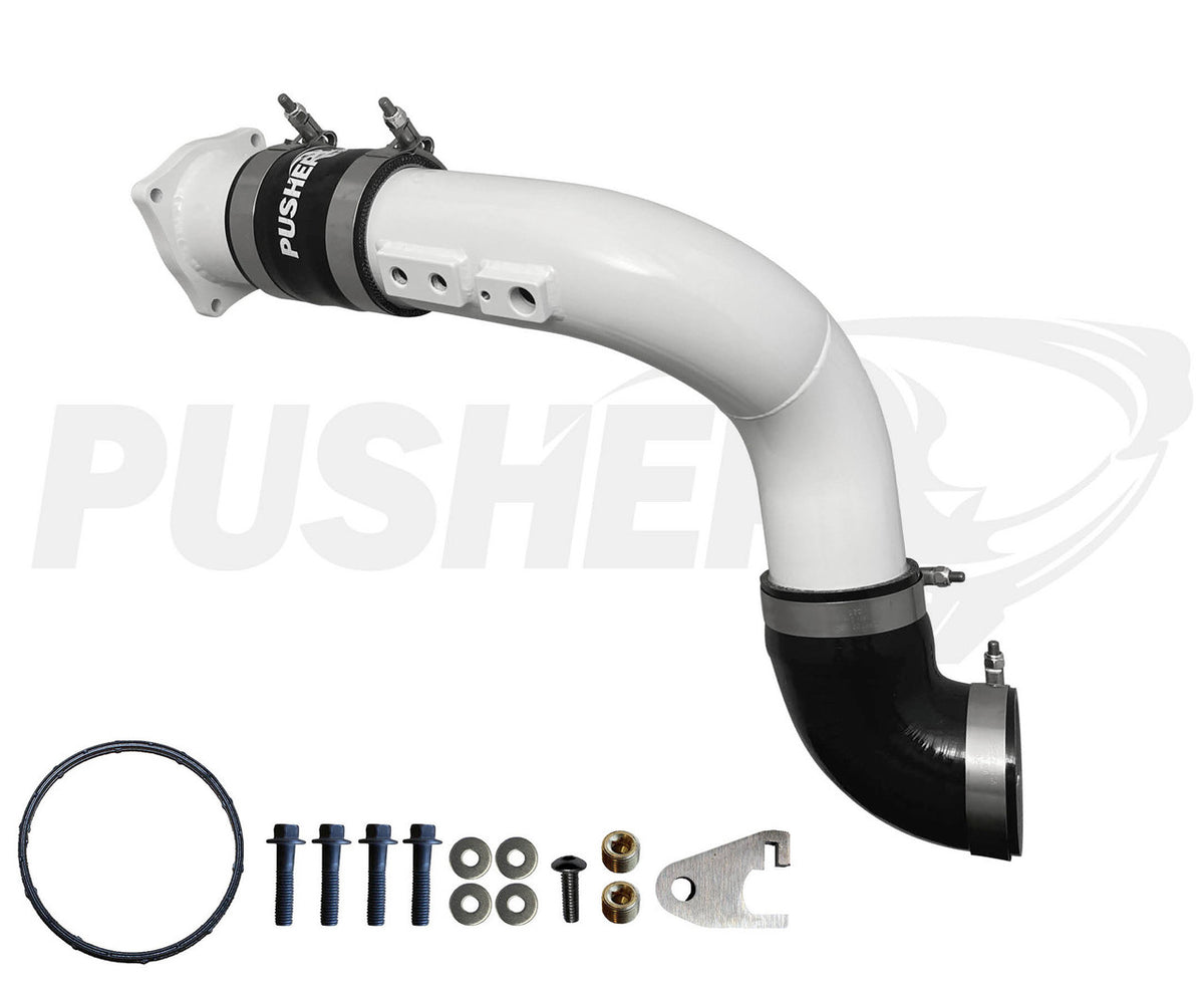 Pusher 3-inch cold-side charge tube with throttle valve replacement for 2011–2016 6.7L Powerstroke – Gloss White