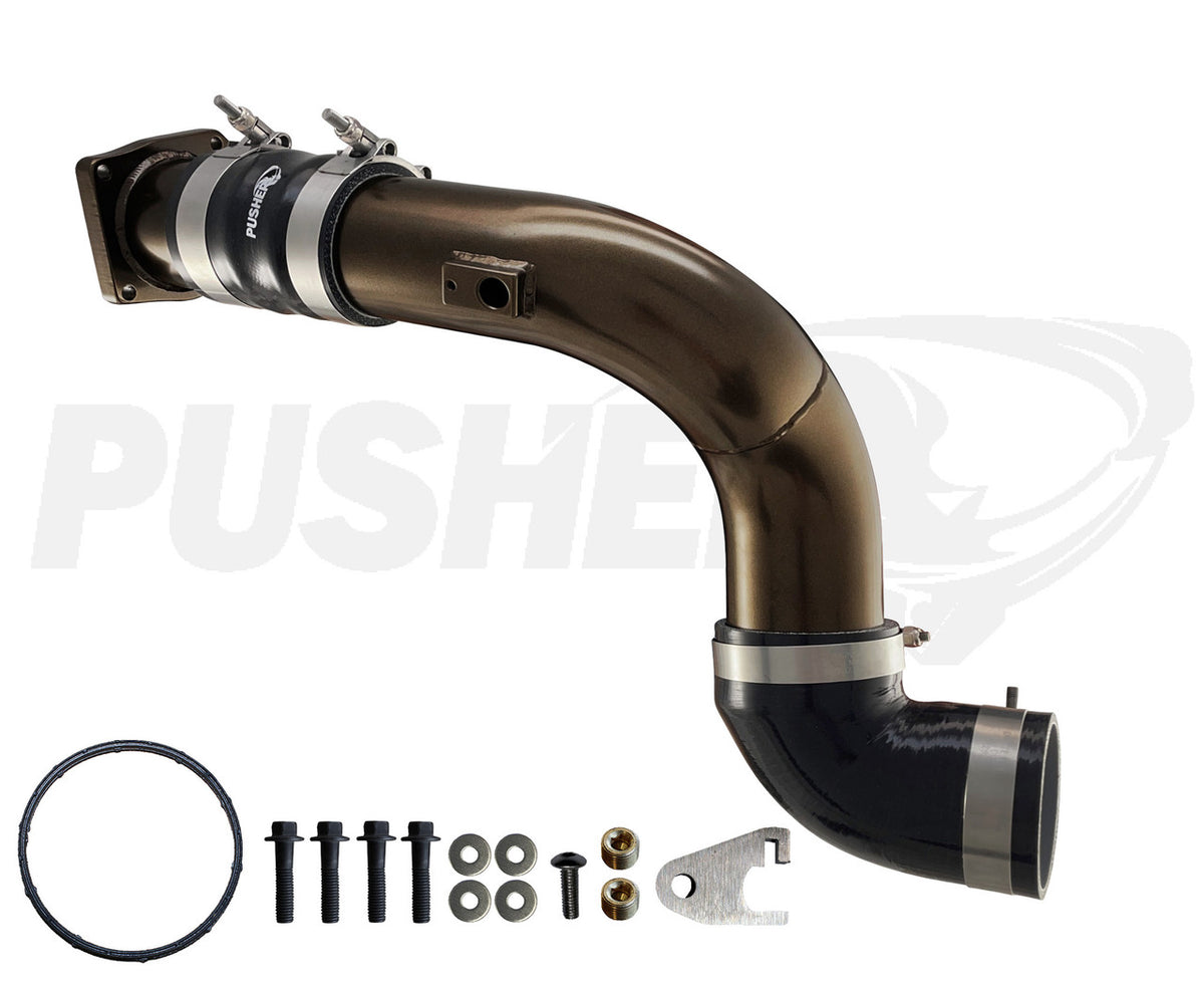 Pusher 3-inch cold-side charge tube with throttle valve replacement for 2011–2016 6.7L Powerstroke – Pusher Bronze