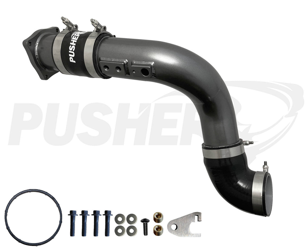 Pusher 3-inch cold-side charge tube with throttle valve replacement for 2011–2016 6.7L Powerstroke – Titanium