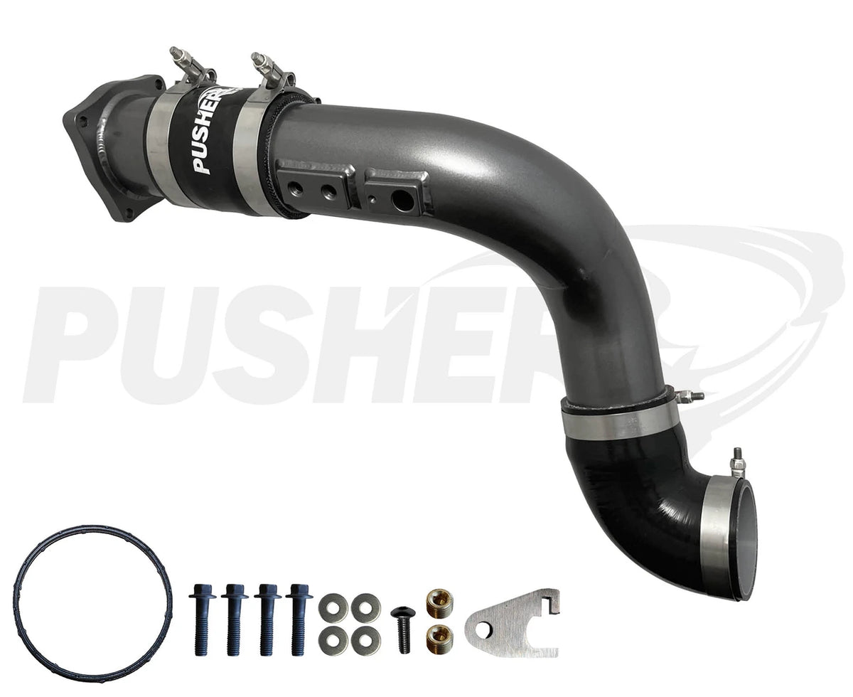 Pusher 3-inch cold-side charge tube with throttle valve replacement and installation hardware for 2011–2016 6.7L Powerstroke – manufacturer reference photo