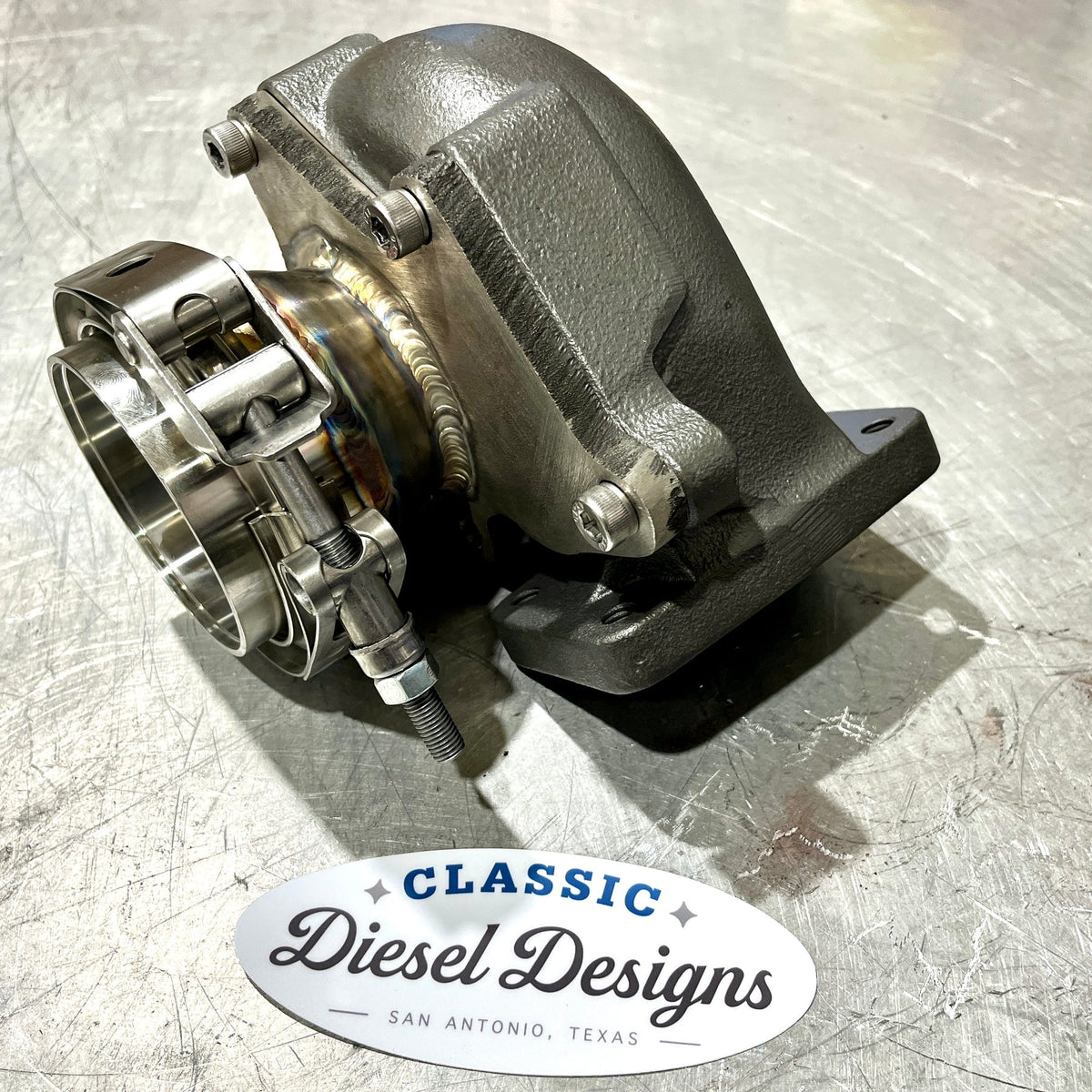 Classic Diesel Designs IDI Wastegate Delete Flange w/ 3" V-Banded Outlet